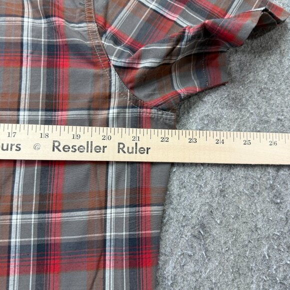 Kuhl Styk Shirt Men M Brown Gray Red Plaid Tapered Button Up Short Sleeve Nylon - Picture 12 of 15